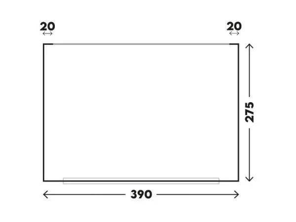 Grundrisszeichnung des Telta Life 390 Vorzelts mit Maßen 390 x 275 cm und seitlichen Abständen