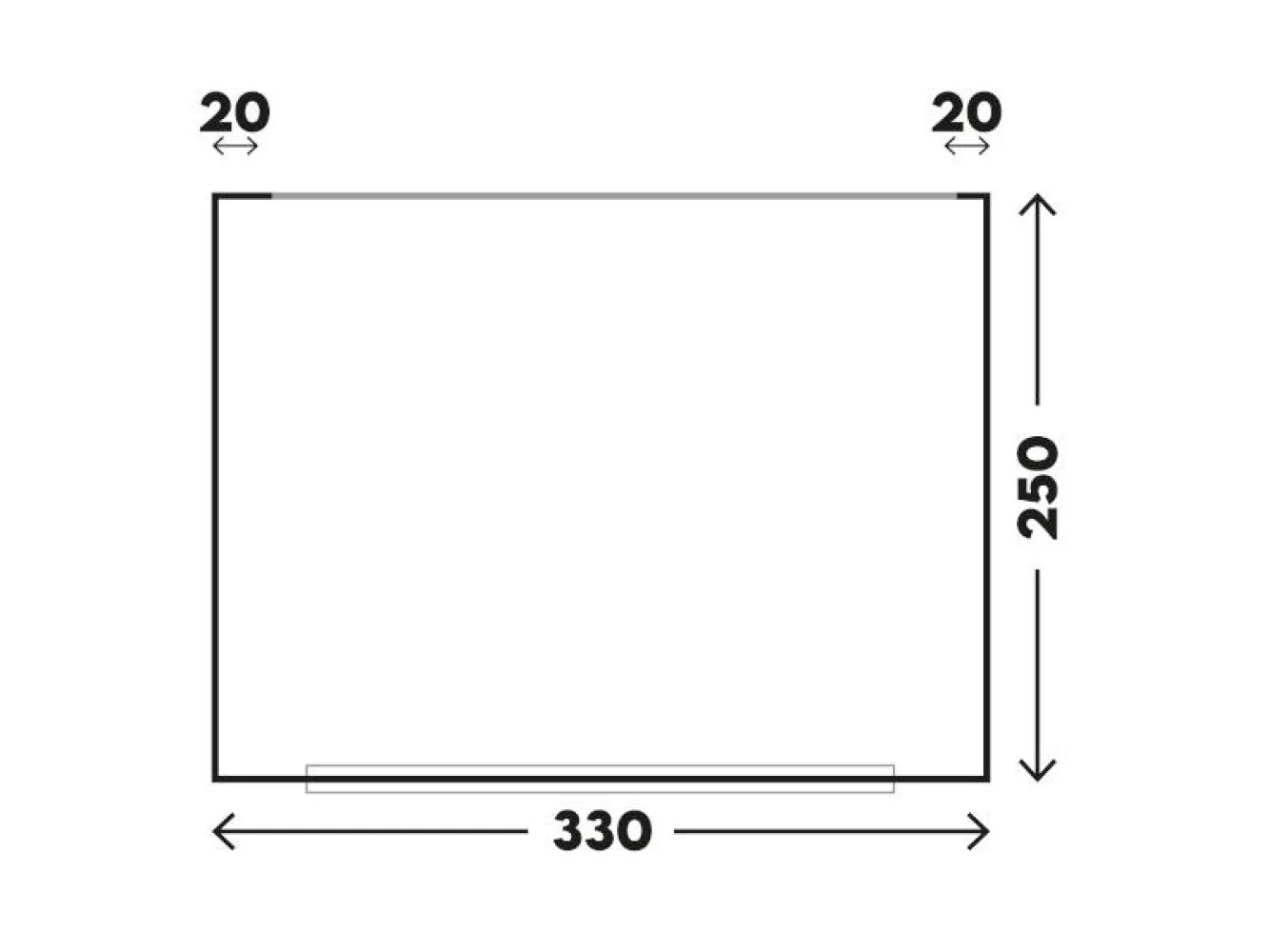 Grundrisszeichnung des Telta Pure 390 Vorzelts mit Maßen 330 x 250 cm