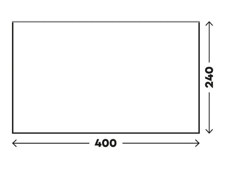 Grundriss des Telta Sky 400 Vorzelts mit Abmessungen von 400 cm Breite und 240 cm Tiefe in schematischer Darstellung
