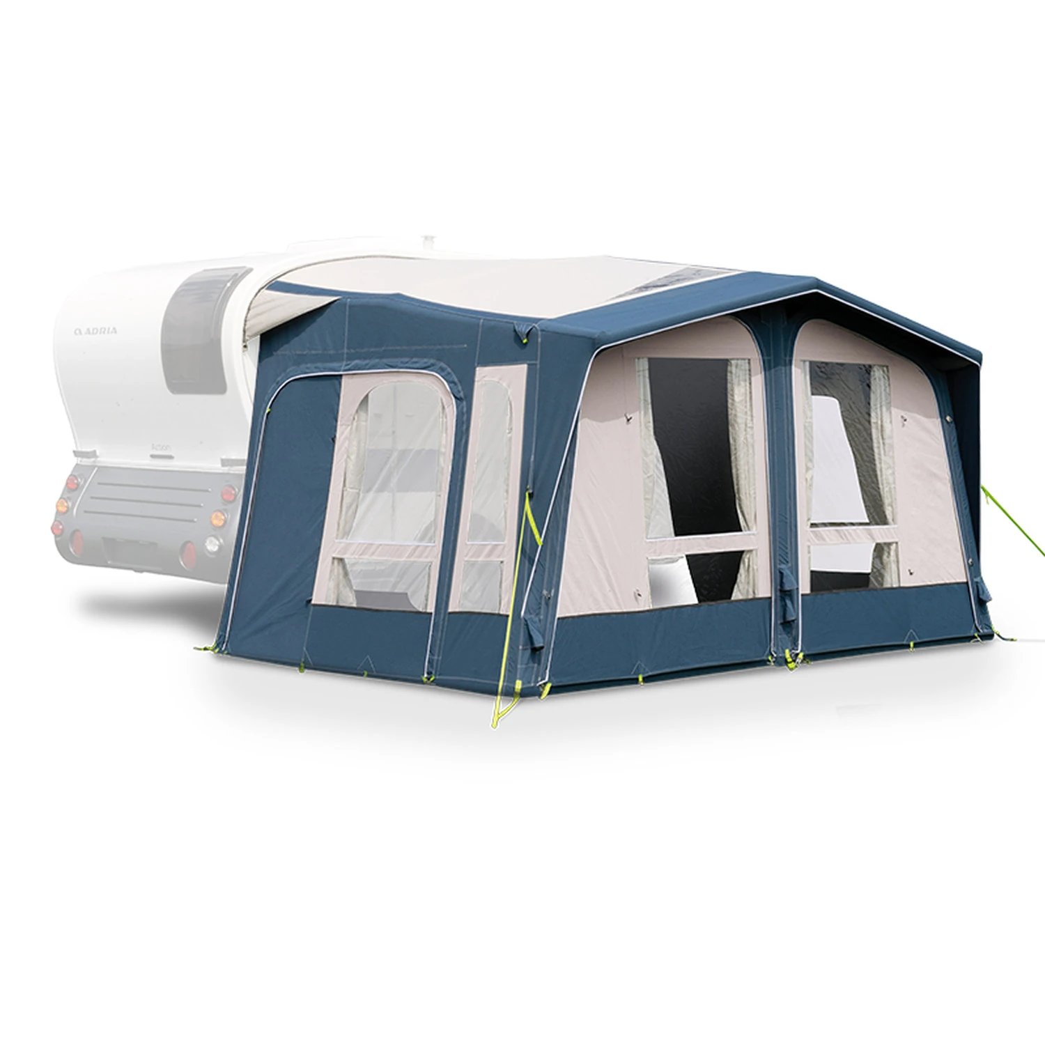 Maßskizze des Dometic Mobil AIR Pro 361/(391 mit 3950 mm Breite, 2500 mm Tiefe sowie herausnehmbaren Front- und Seitenteilen.
