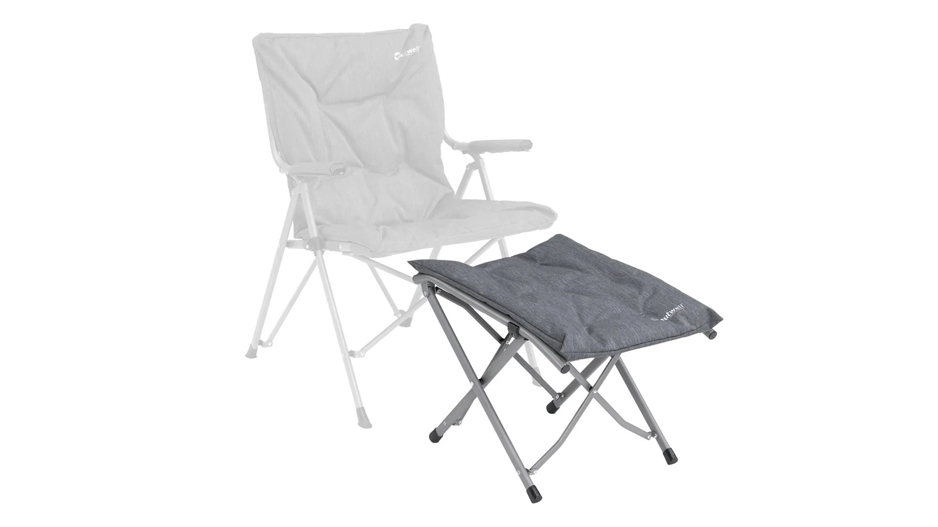 Gepolsterte Beinauflage passend zum Outwell Trinity Lake Campingstuhl, mit grauem Bezug und klappbarem Metallgestell
