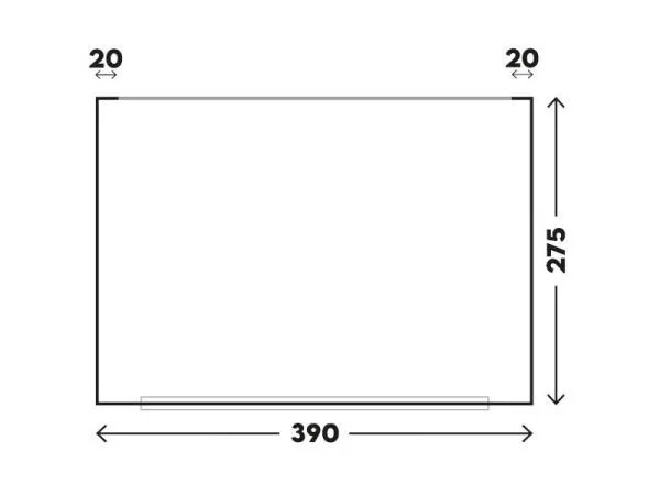Grundrisszeichnung des Telta Life 390 Vorzelts mit Maßen 390 x 275 cm und seitlichen Abständen