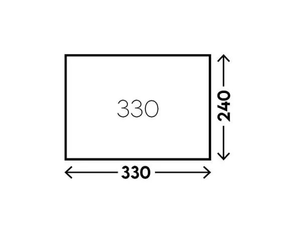 Maßskizze des Telta Sky Link mit Abmessungen von 330 x 240 cm