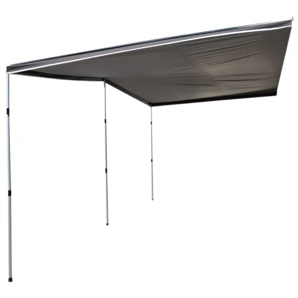 Freistehend aufgebautes Westfield Canopy Shady Pro Sonnendach 500 cm mit Gestänge und Abspannleinen für flexiblen Einsatz beim Camping