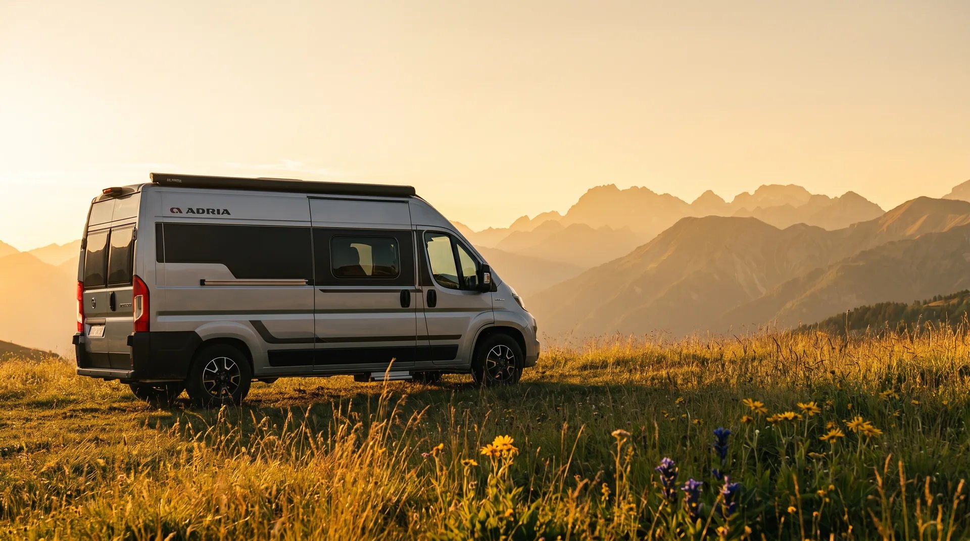 Adria Twin 2027 - Campervan in einer Naturkulisse aus seitlicher Perspektive