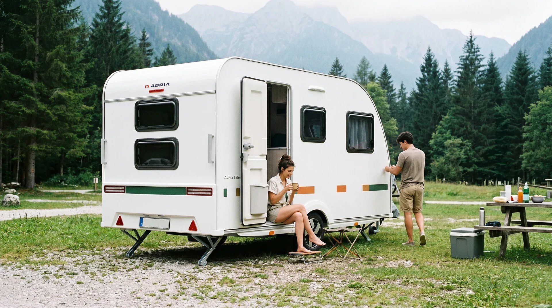 Adria Aviva Lite auf einem Campingstellplatz in der Natur