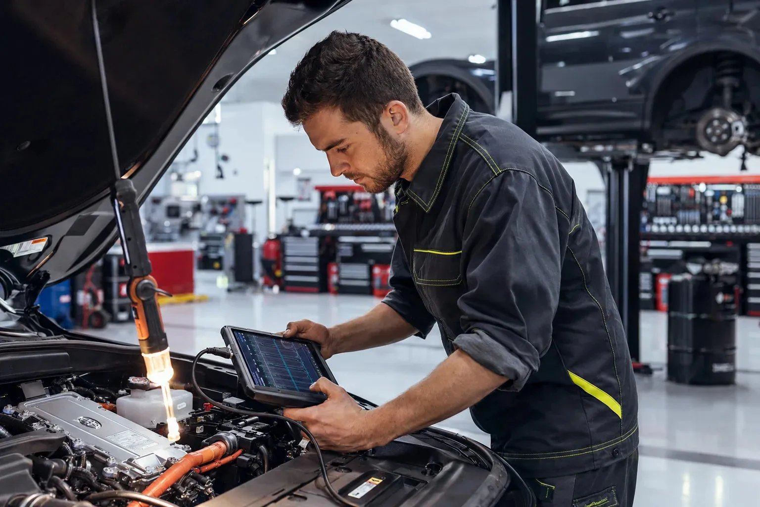 KFZ-Mechatroniker bei der Arbeit an einem Wohnmobil bei Bergische Wohnmobile