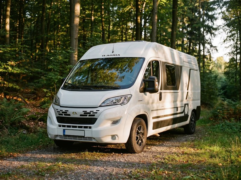 Adria Twin Kastenwagen auf einer Waldlichtung