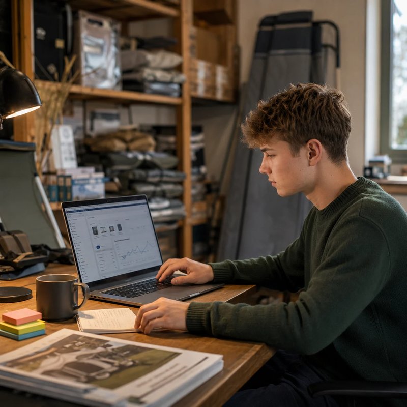 Laptop mit Web-Analytics und Diagrammen, Symbolbild für die Arbeit im E-Commerce